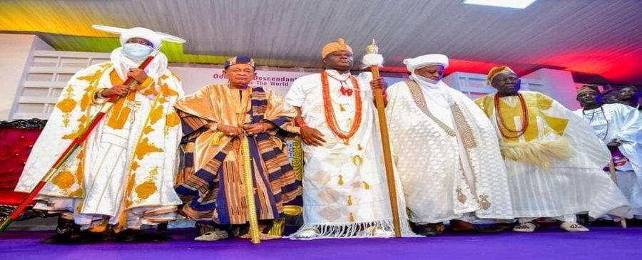 Traditional rulers in ceremonial dress